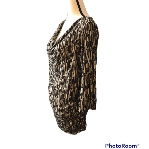 Kenneth Cole Tunic with Brown and Cream Abstract Print, Size XL - Picture 2 of 7